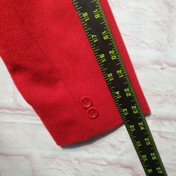 VTG Dumas 100% Pure Wool Jacket Womens Medium Red Classic Holiday 80s Blazer USA - Picture 12 of 15